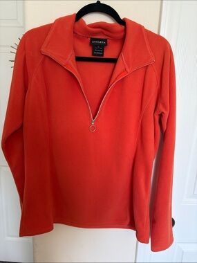 Athleta Orange-Red Quarter-Zip Fleece Pullover
